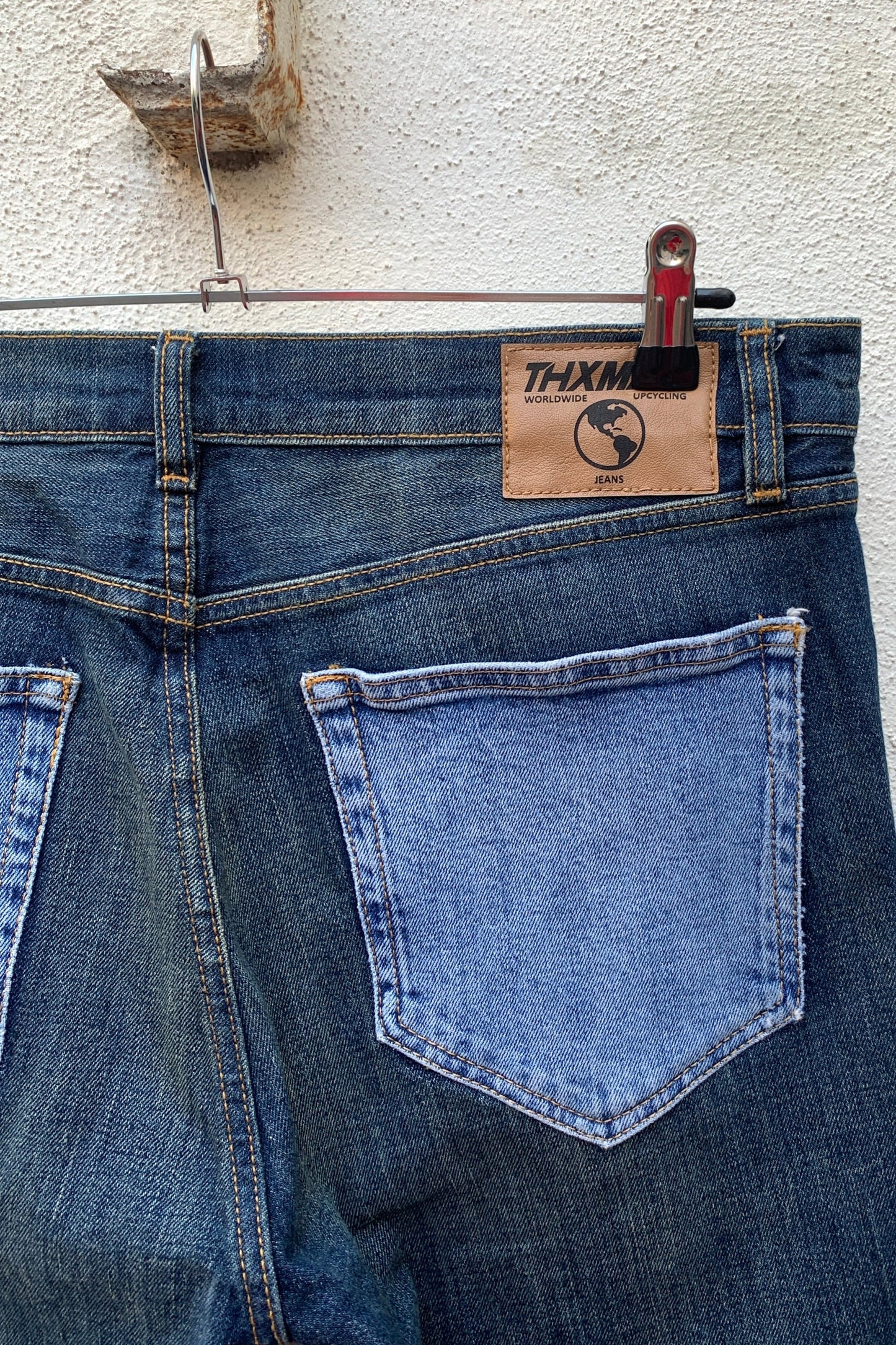 Upcycling Time Runs Biker Jeans Dunkelblau W33 L34