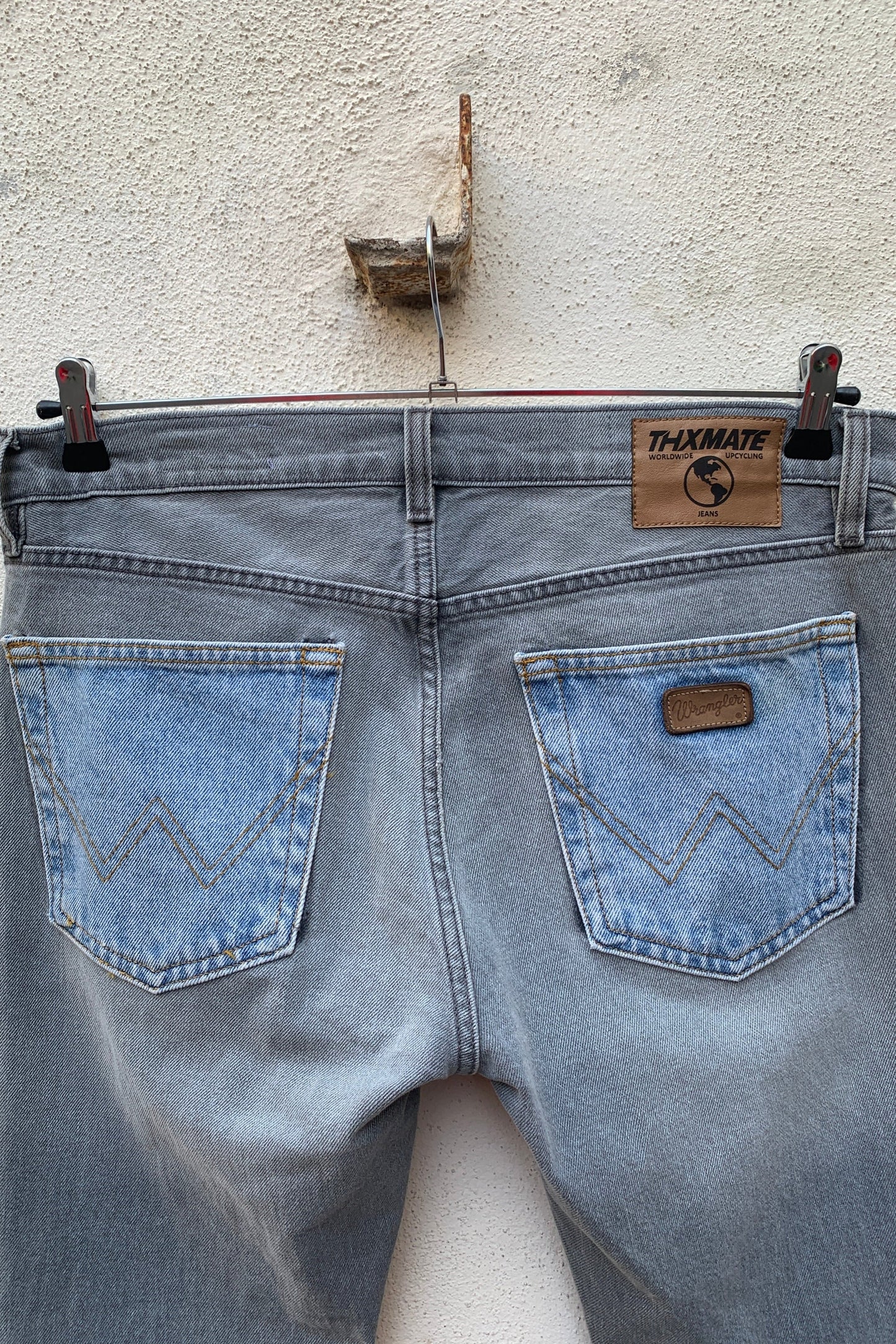 Upcycling Time Runs Biker Jeans Grau W34 L34