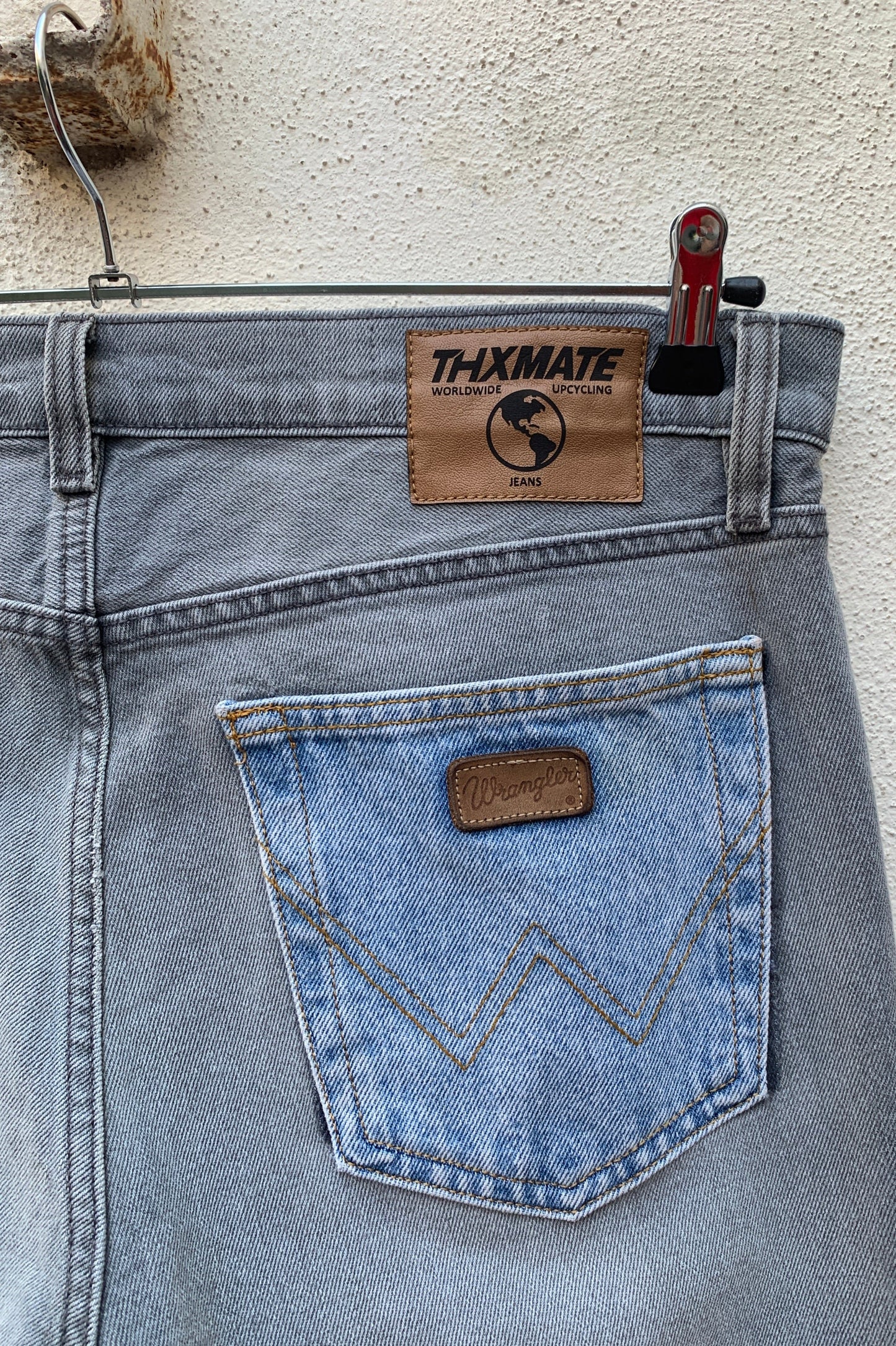 Upcycling Time Runs Biker Jeans Grau W34 L34