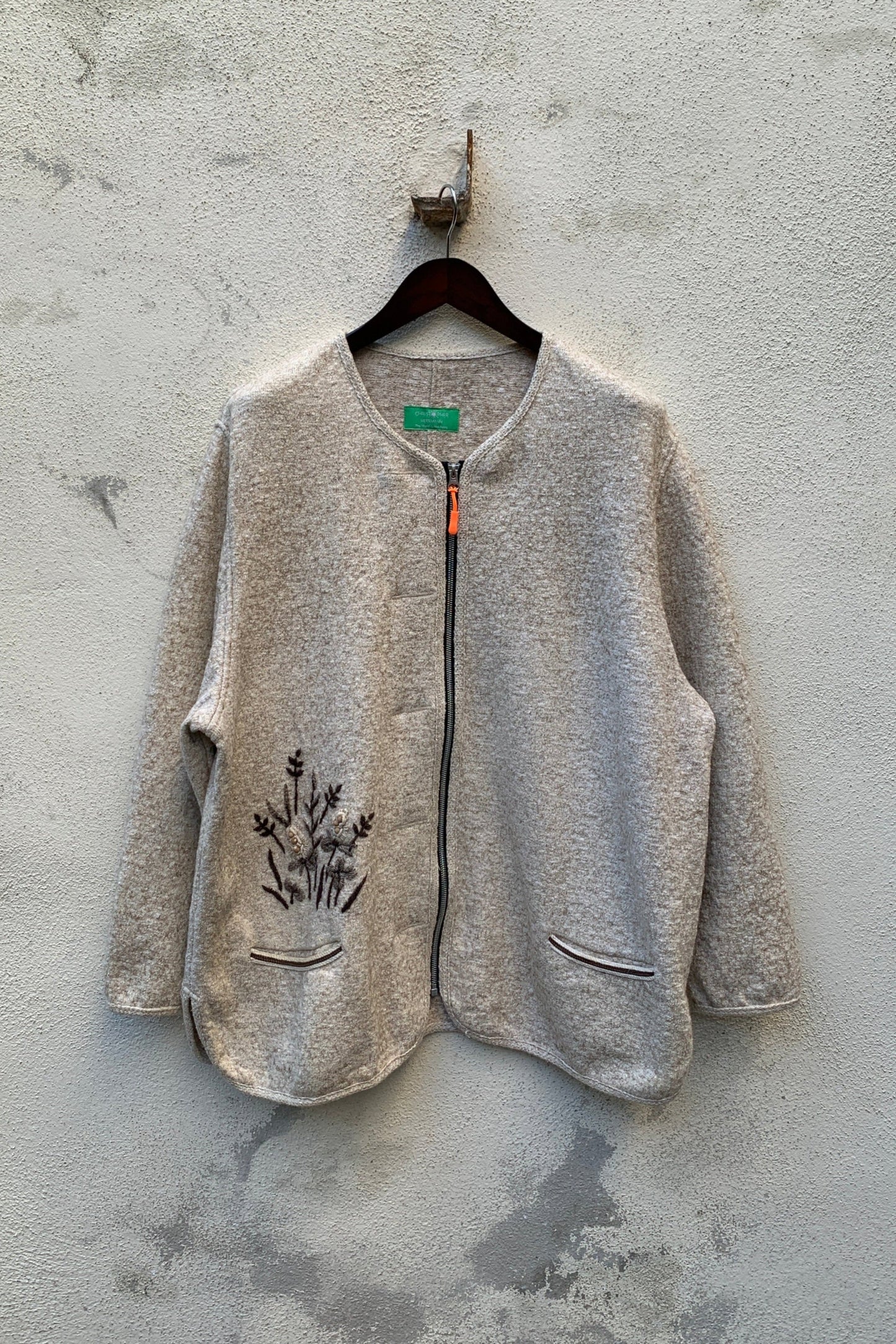 Upcycling Zip-Trachtenjacke Beige 3XL
