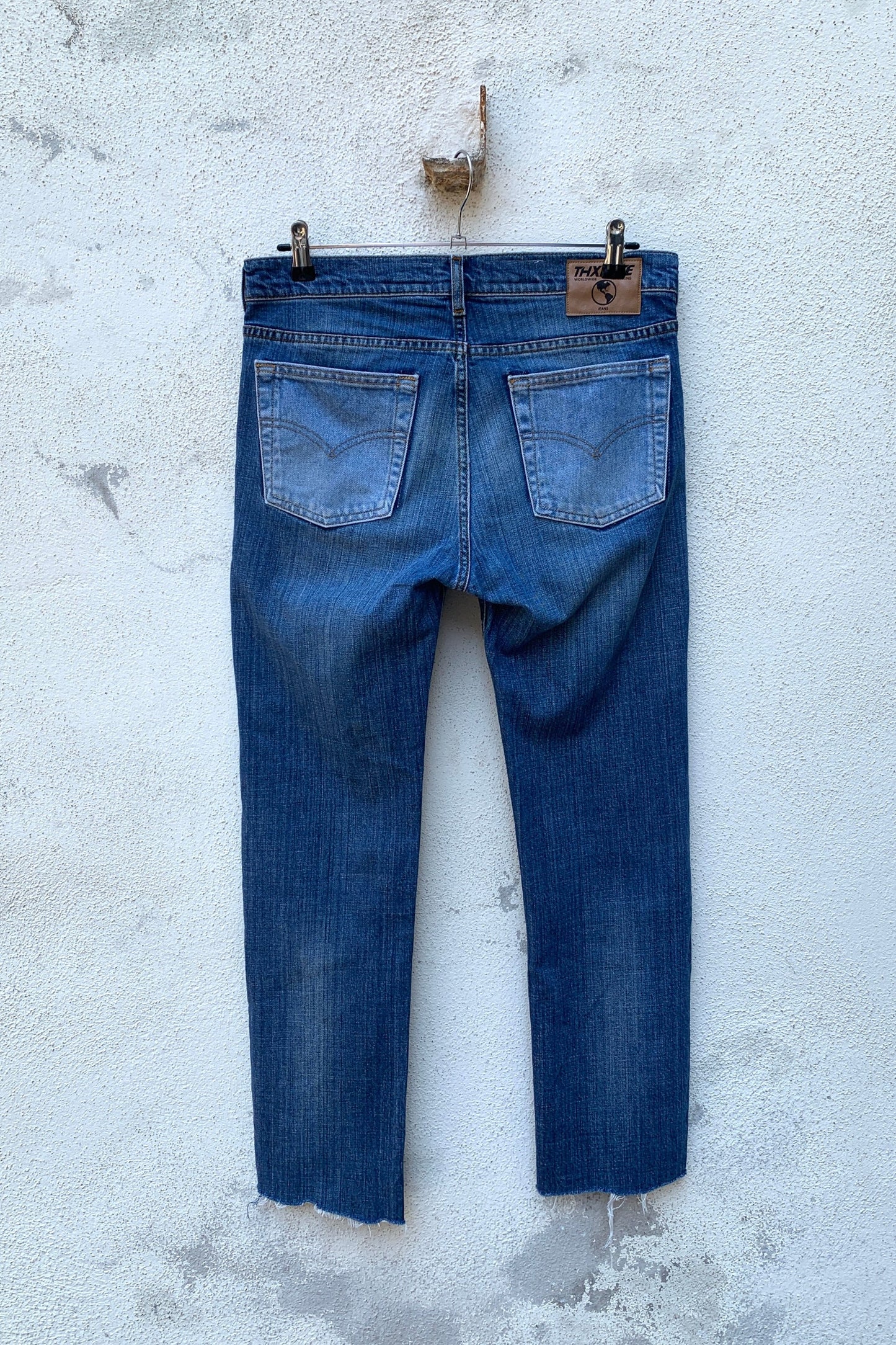 Upcycling Time Runs Biker Jeans Blau W29 L30