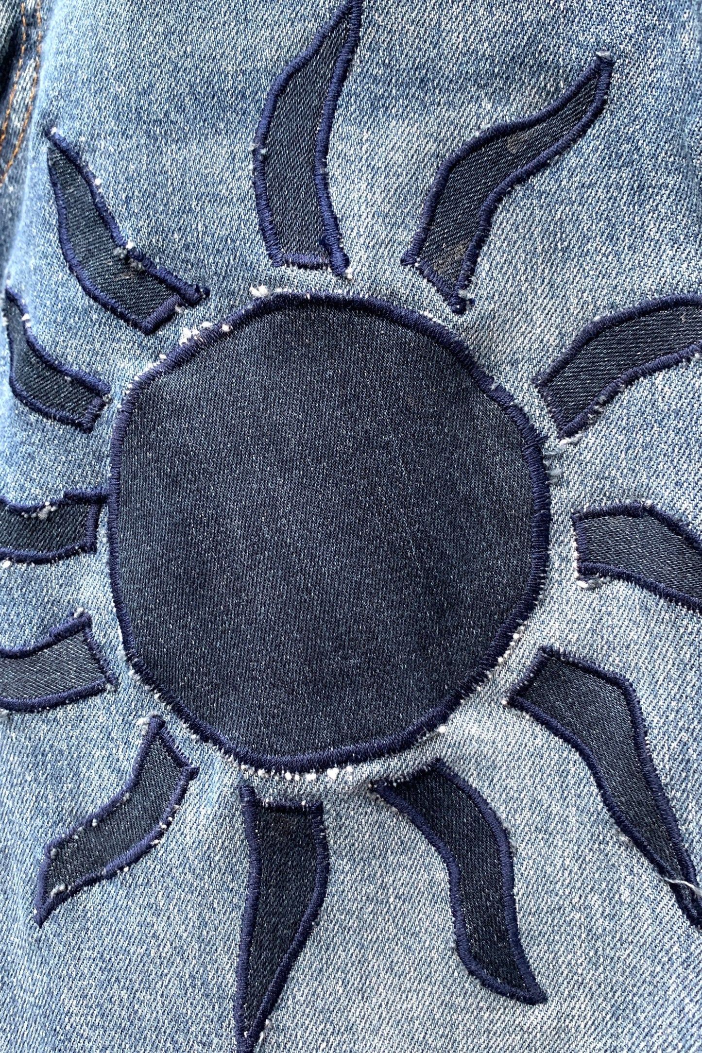 Upcycling Sonne & Mond Dreiviertel Jeans Blau 31