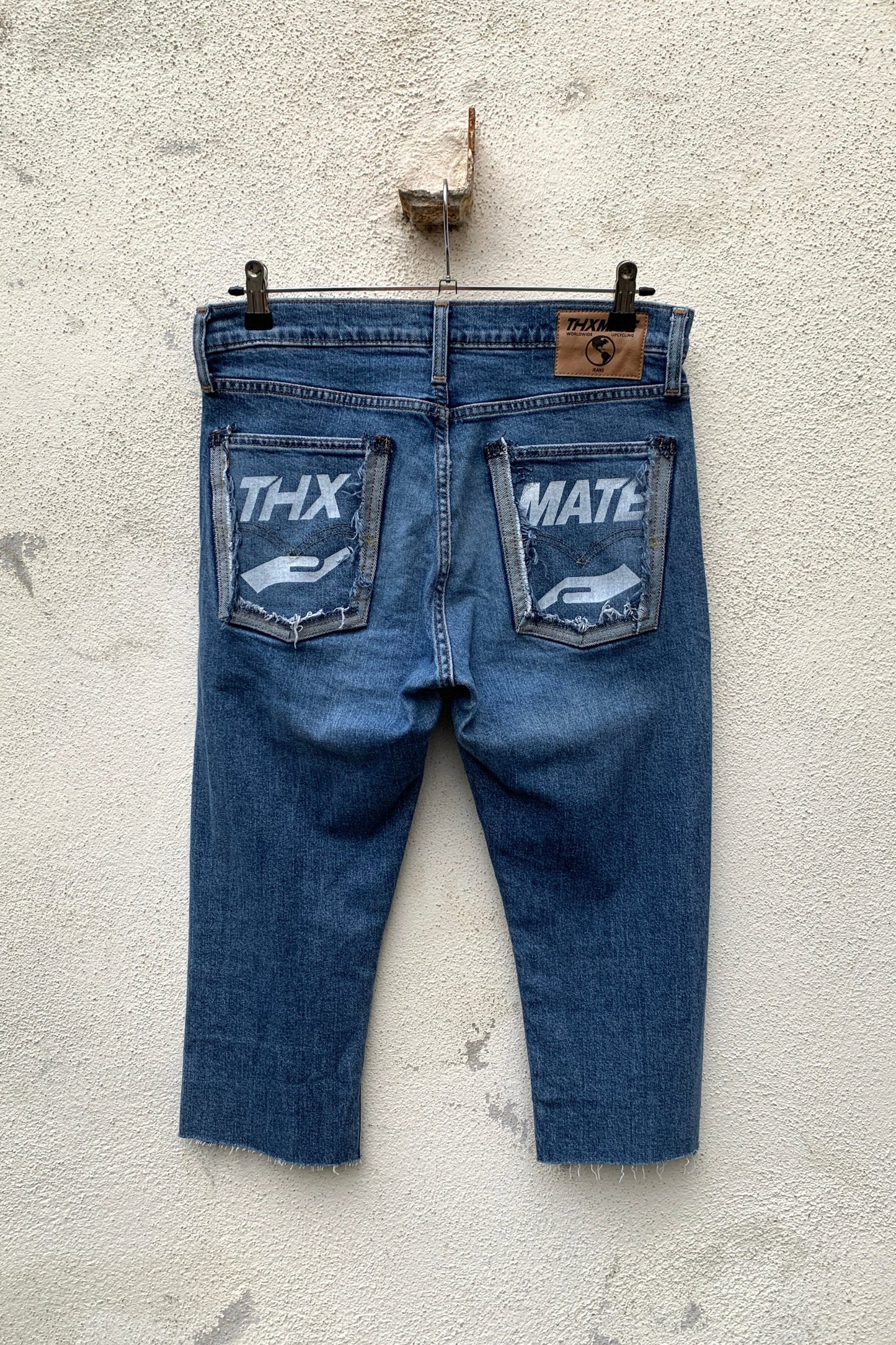 Upcycling Sonne & Mond Dreiviertel Jeans Blau 31