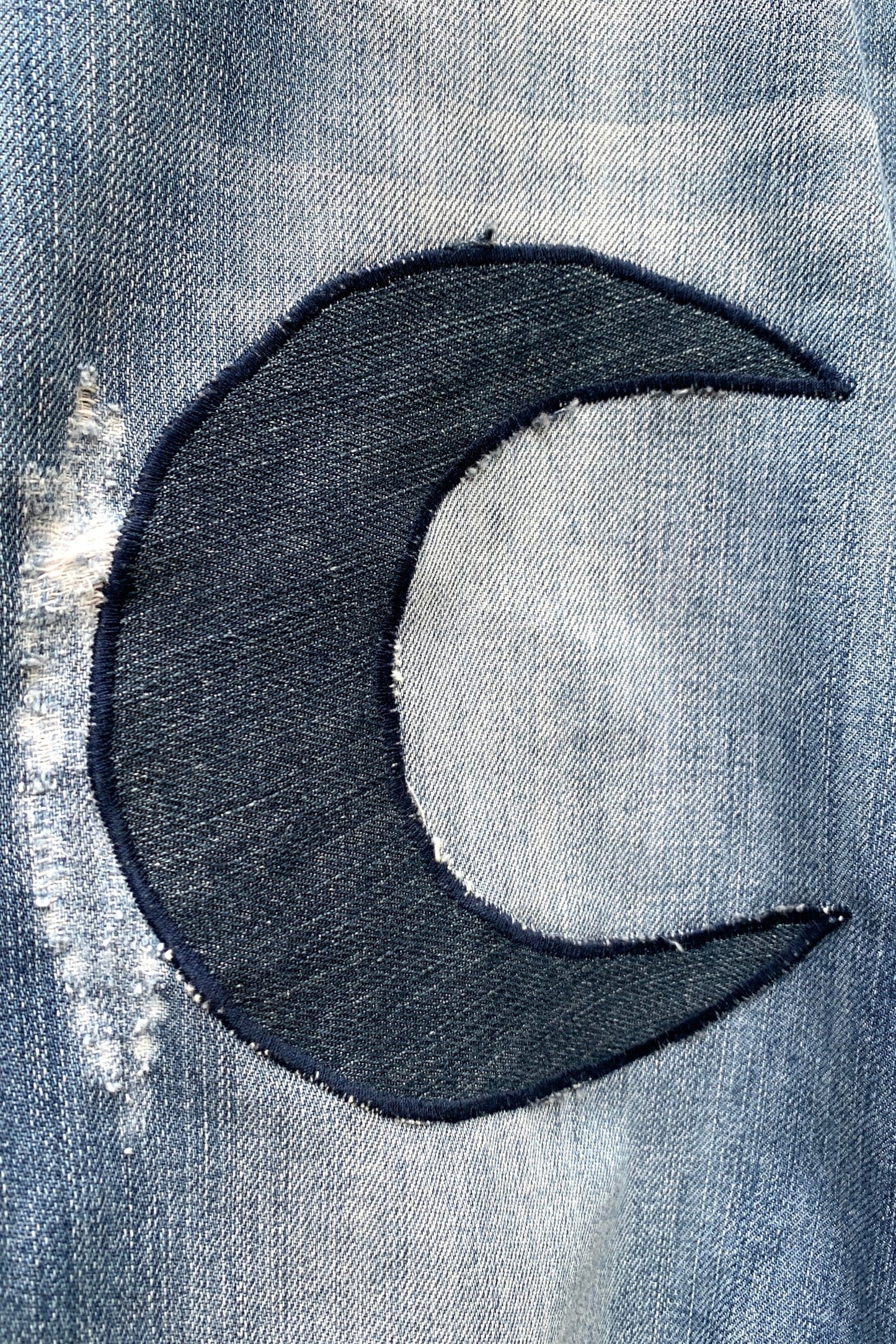 Upcycling Sonne & Mond Kurze Jeans Shorts Blau 30