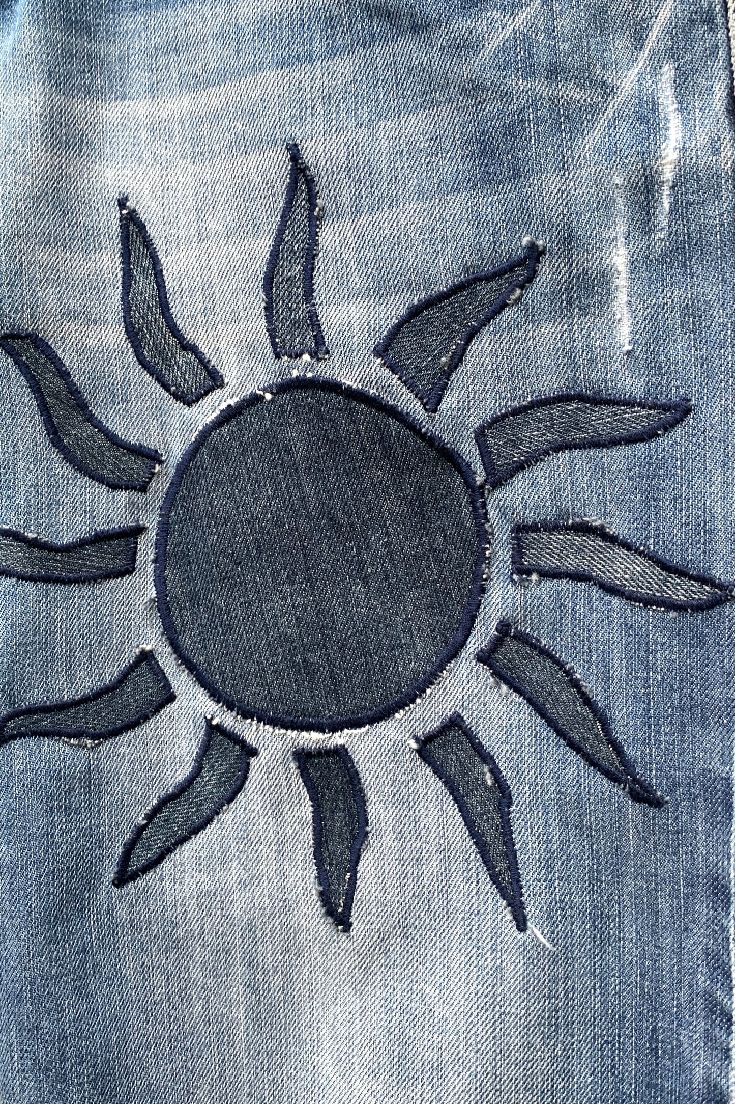 Upcycling Sonne & Mond Kurze Jeans Shorts Blau 30