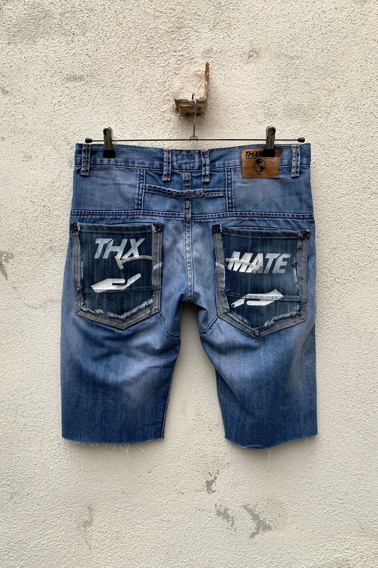 Upcycling Sonne & Mond Kurze Jeans Shorts Blau 30