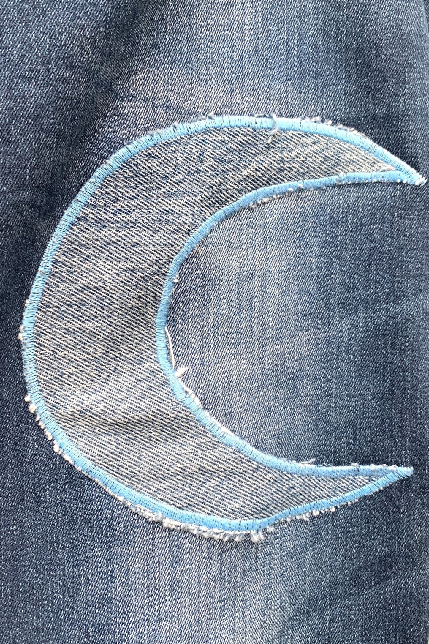 Upcycling Sonne & Mond Kurze Jeans Shorts Blau 30