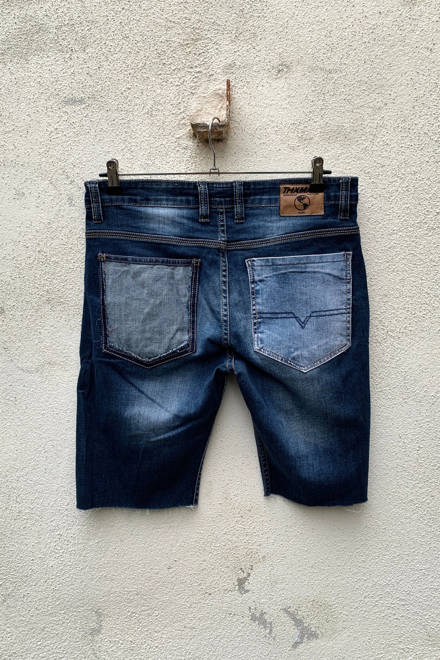 Upcycling Sonne & Mond Kurze Jeans Shorts Blau 30