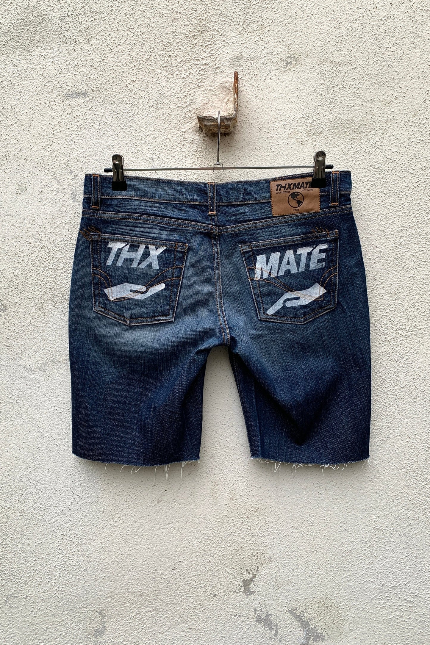 Upcycling Sonne & Mond Kurze Jeans Shorts Blau 27