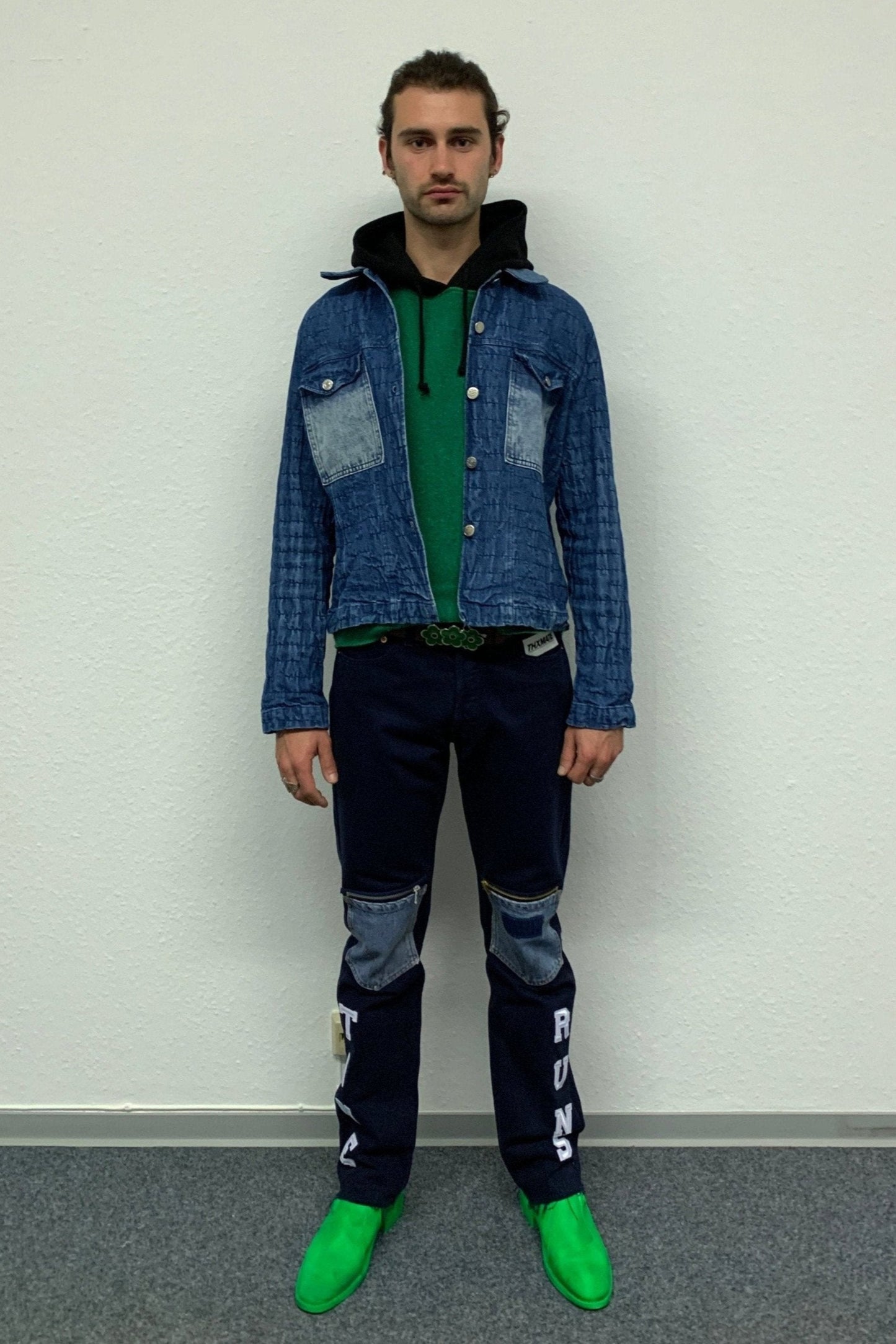 Upcycling Time Runs Biker Jeans Dunkelblau W31 L34