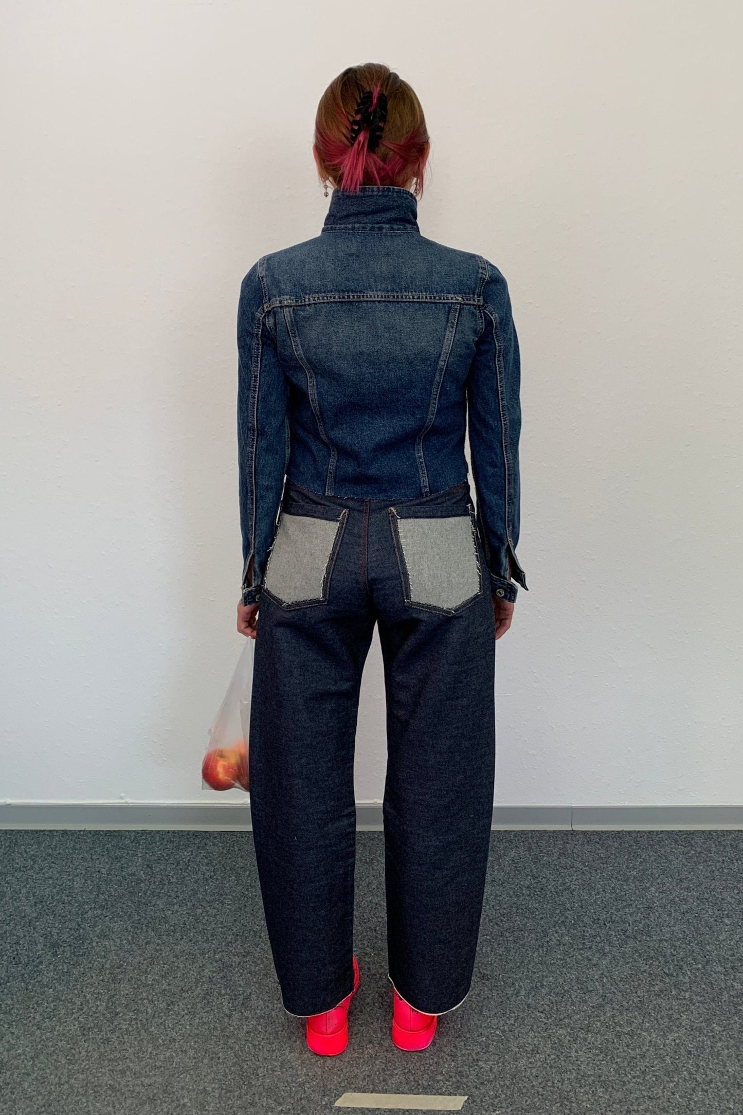 Upcycling Time Runs Biker Jeans Dunkelblau W28 L30