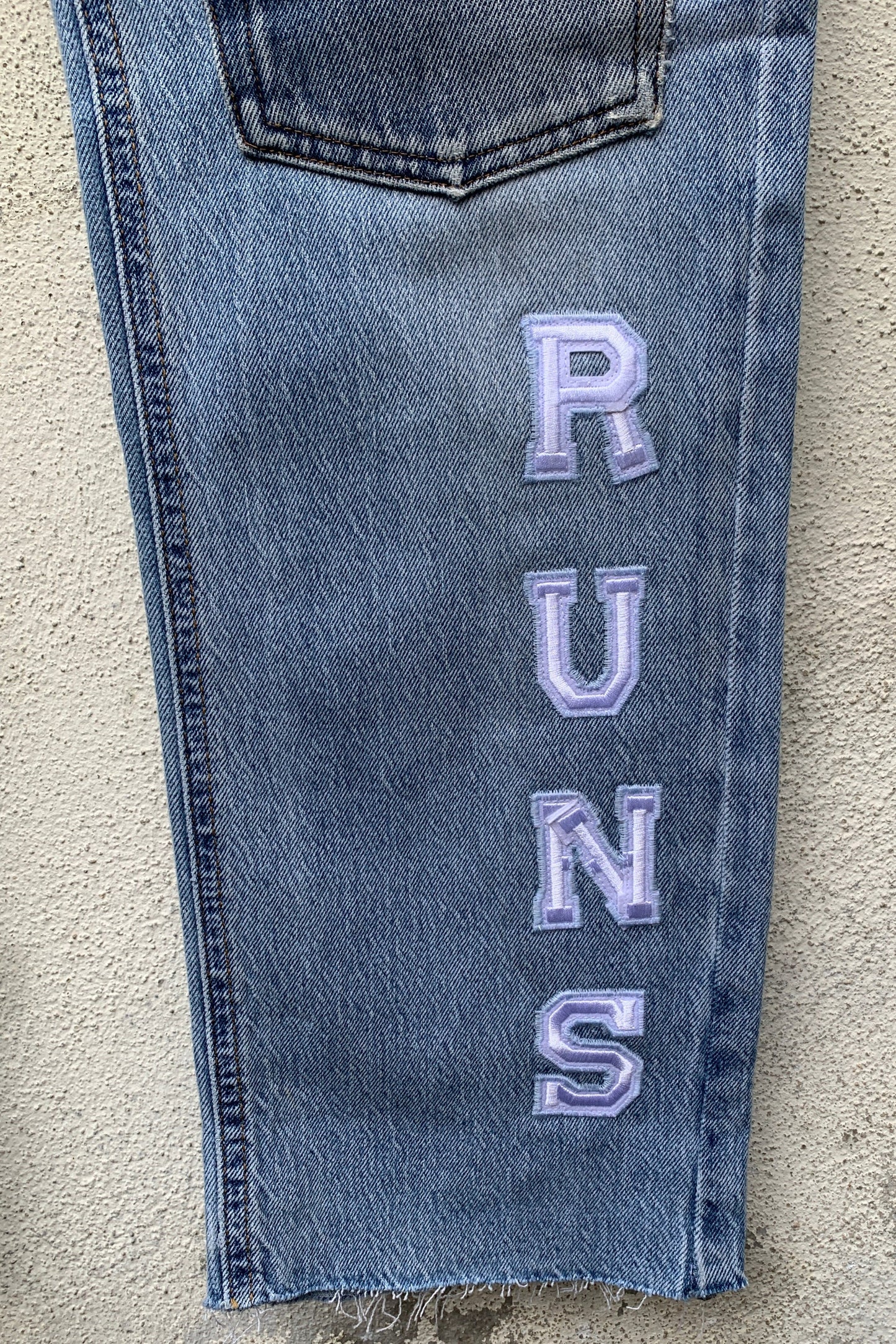 Upcycling Time Runs Biker Jeans Hellblau W32 L32