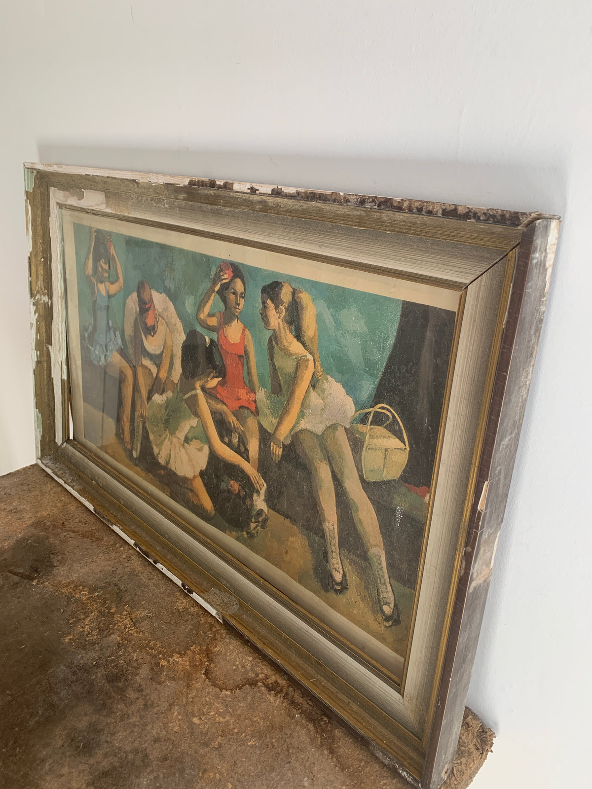 Balletttänzerinnen Kunstdruck mit verschlissenem Holzrahmen