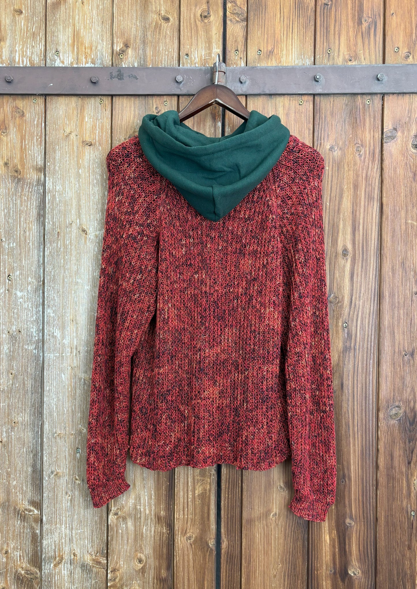 Upcycling Vintage Strick Hoodie Rot XL
