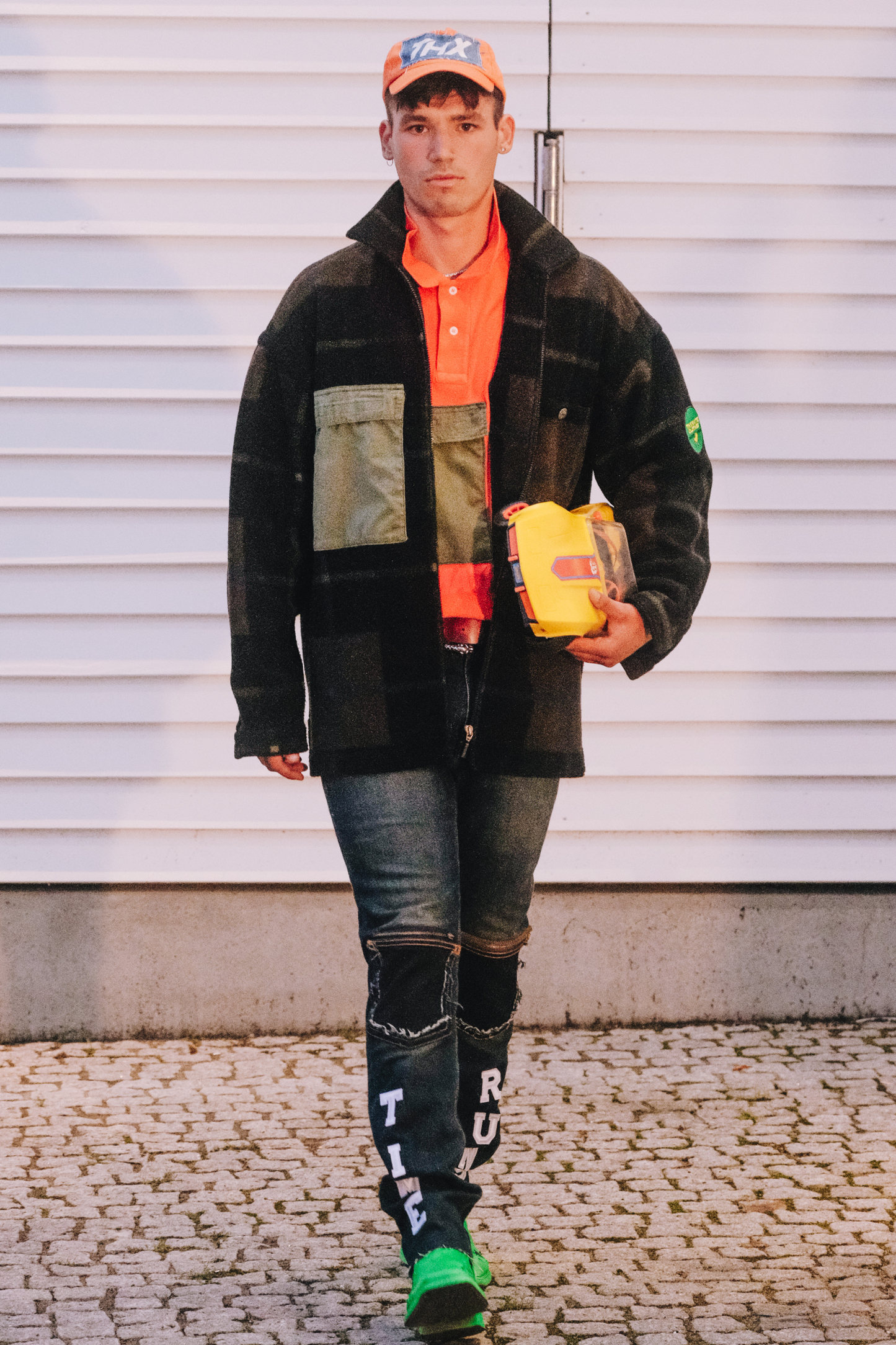 Upcycling Time Runs Biker Jeans Dunkelblau W33 L34