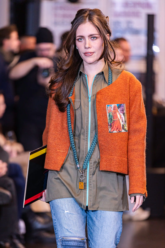 Upcycling Woolen Creatures Jacke Orange XL