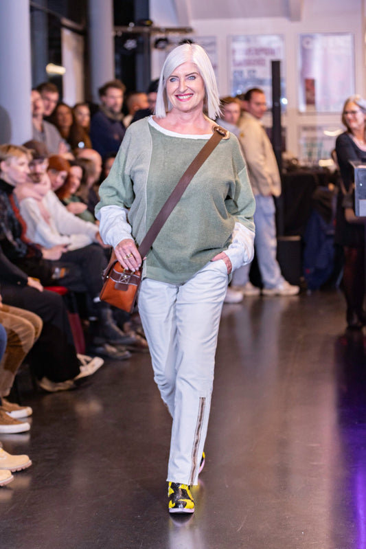 Upcycling Handtuch Pullover Khaki S