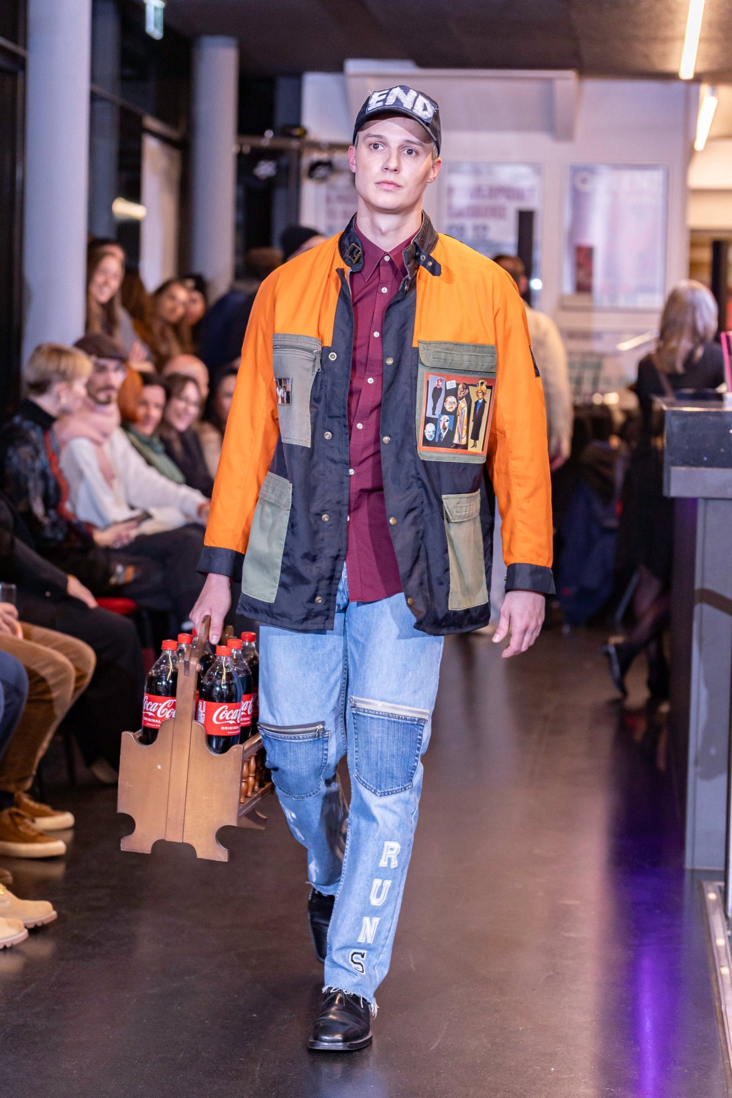 Upcycling Vintage Walken Jacke Orange XL